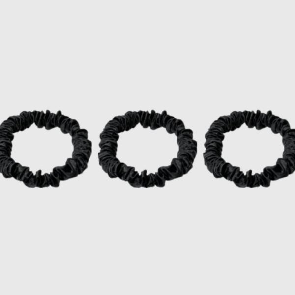 3 Komplet Mini Svilenih Elastik Za Lase - Polnočno Črna